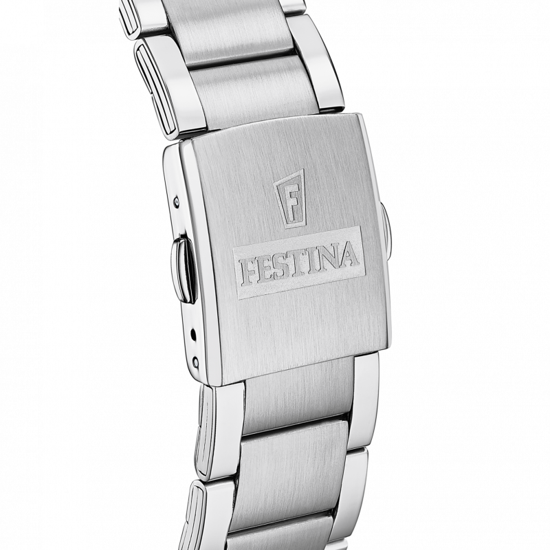 Festina timeless chronograph watch f20343/2 blue steel strap, men