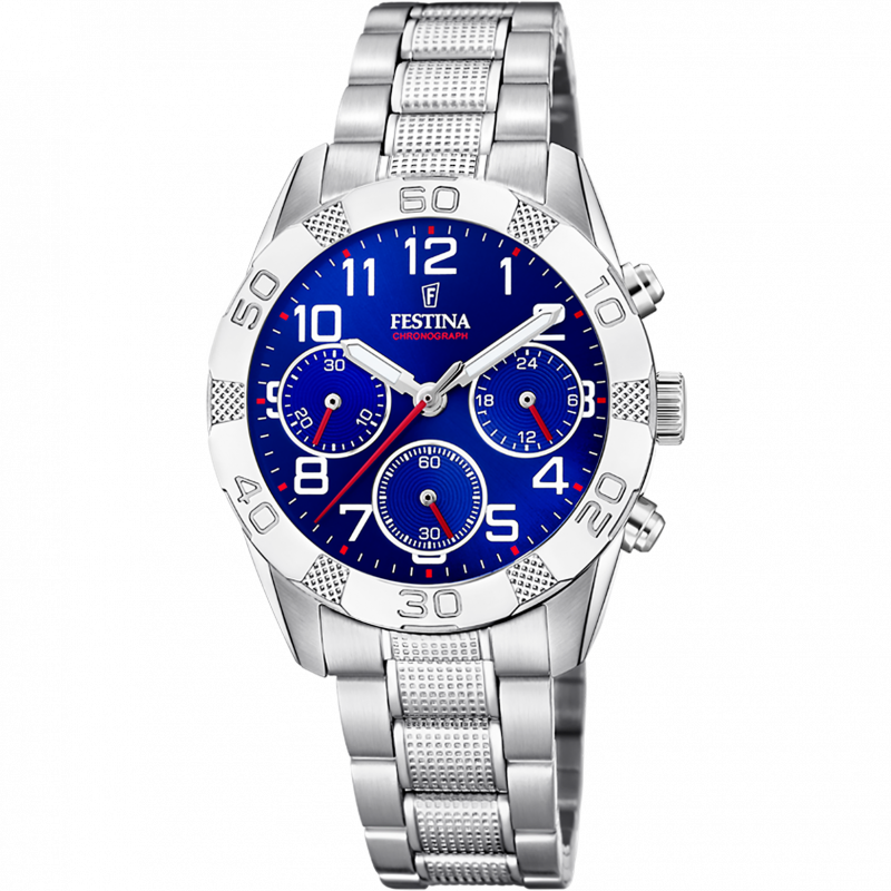 Festina junior collection watch f20345/2 blue steel strap, children's.