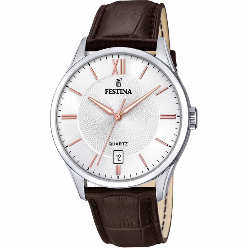 Festina classics watch f20426/4 white leather strap, men's