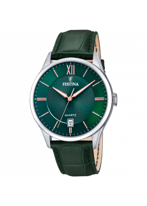 Festina watch f20426/7 green leather strap, men