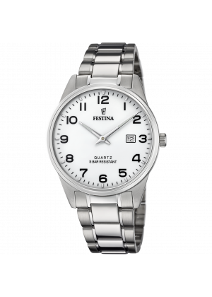 Festina classics watch f20511/1 white steel strap, men