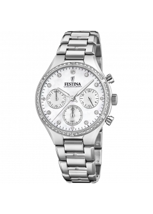 Festina boyfriend collection watch f20401/1 mother-of-pearl dial with steel strap, women's