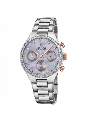 Festina boyfriend collection watch f20401/3 violet steel strap, women's.