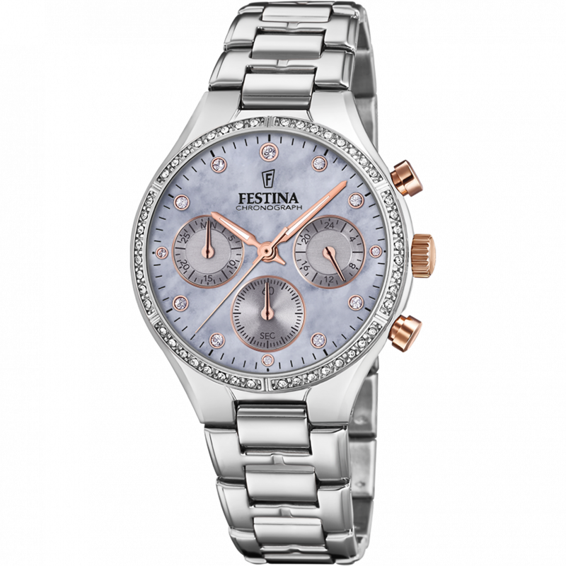 Festina boyfriend collection watch f20401/3 violet steel strap, women's.