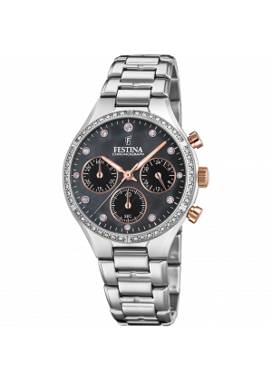 Festina boyfriend watch f20401/4 black steel strap, women's