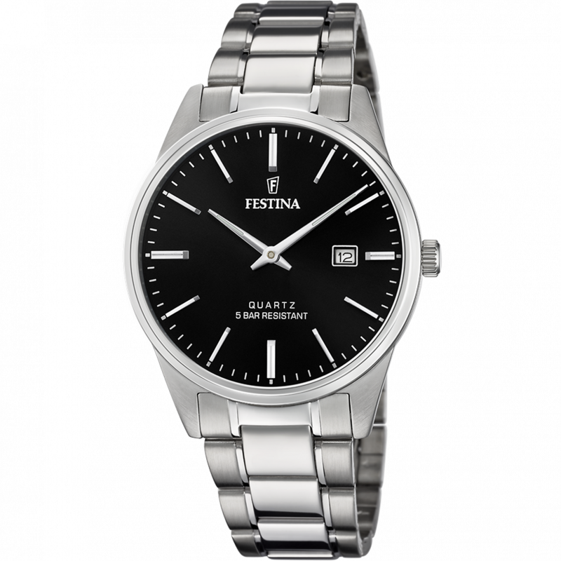 Festina classics watch f20511/4 black steel strap, men