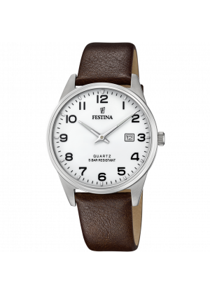 Festina classics watch f20512/1 white leather strap, men's