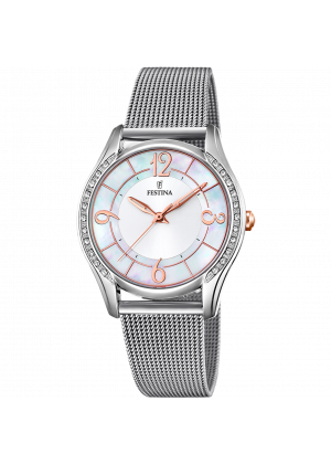 Festina mademoiselle watch f20420/1 mother-of-pearl steel strap, women