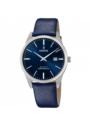 Festina classics watch f20512/3 blue leather strap, men's