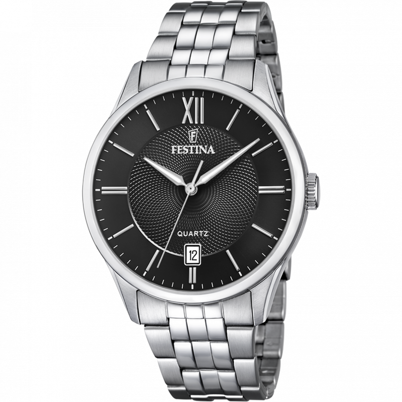 Festina classics watch f20425/3 black steel strap, men