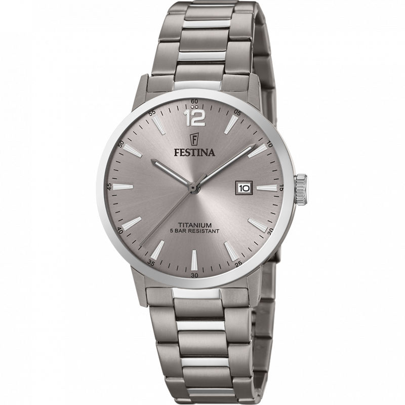 Festina titanium watch f20435/2 gray titanium strap, men's.