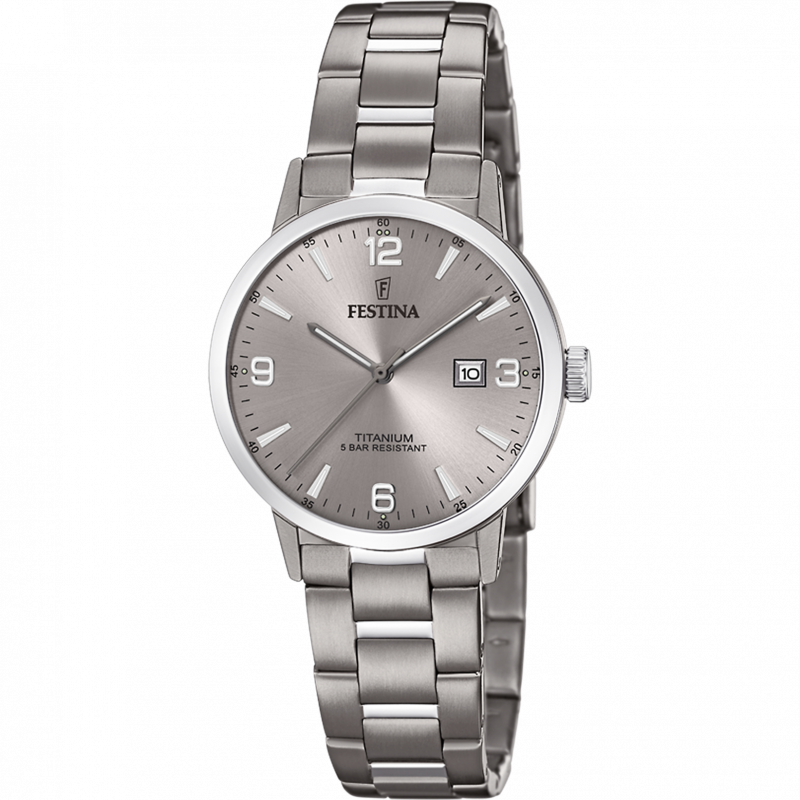 Festina calendar titanium watch f20436/2 gray titanium strap, women's.