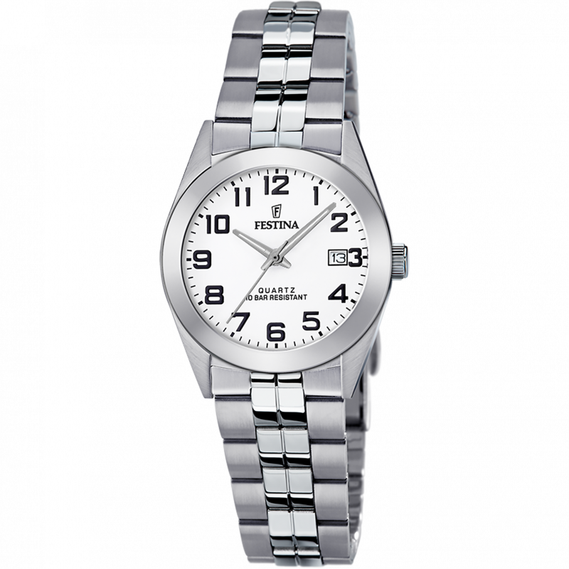 Festina classics watch f20438/1 white steel strap, women