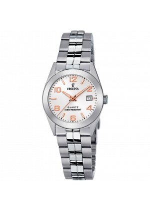 Festina classics watch f20438/4 stainless steel with stainless steel strap, women's.