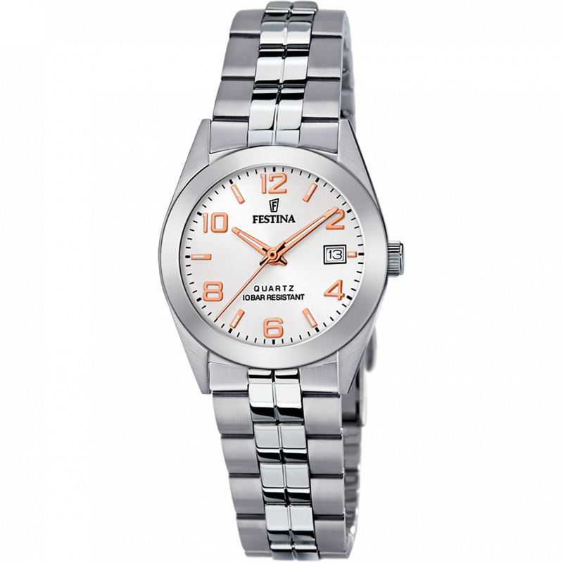 Festina classics watch f20438/4 stainless steel with stainless steel strap, women's.