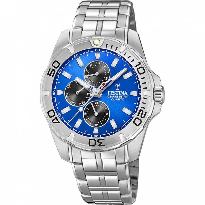 Festina multifunction collection watch f20445/4 blue steel strap, men