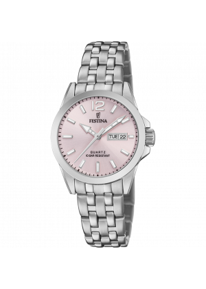 Festina classics watch f20455/2 with pink steel strap, for women.