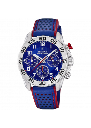 Festina junior collection watch f20458/2 blue leather strap, children's.