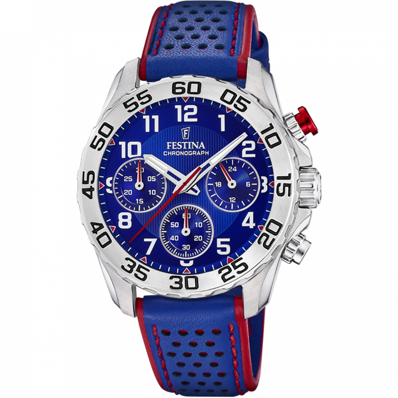 Festina junior collection watch f20458/2 blue leather strap, children's.