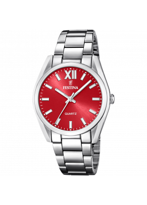 Festina watch f20622/b alegría collection, red steel strap, women