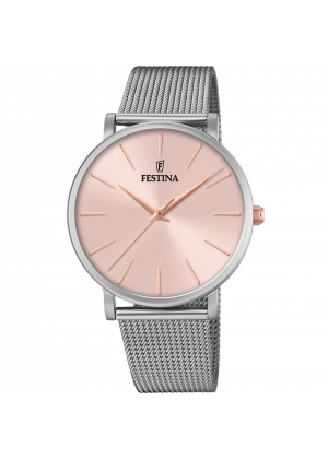 Festina boyfriend watch f20475/2 pink steel strap, women's