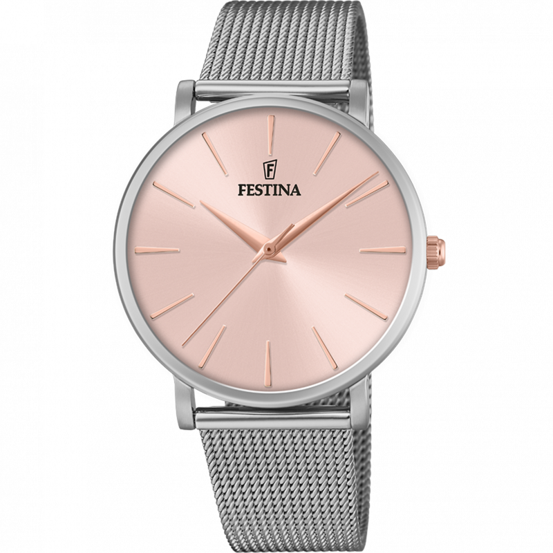 Festina boyfriend watch f20475/2 pink steel strap, women's