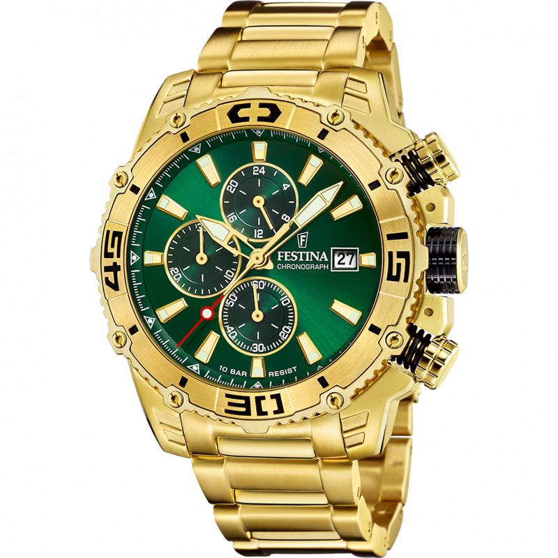 Festina prestige watch f20492/3 green steel strap, men