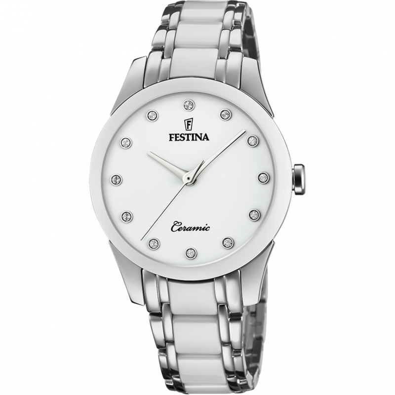 Festina ceramic watch f20499/1 white steel strap, women