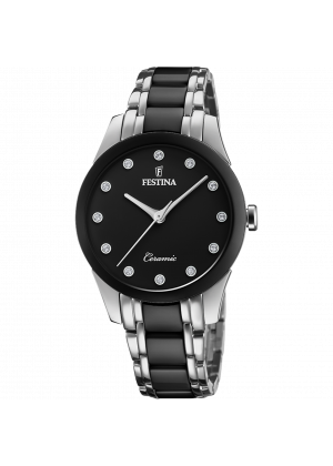 Festina ceramic watch f20499/3 black steel strap, women