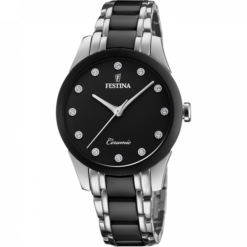 Festina ceramic watch f20499/3 black steel strap, women