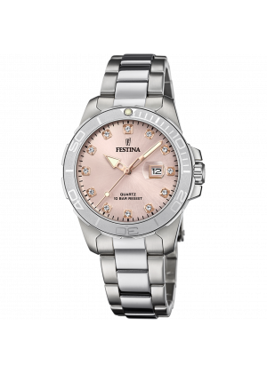 Festina boyfriend collection watch f20503/2 pink steel strap, women's