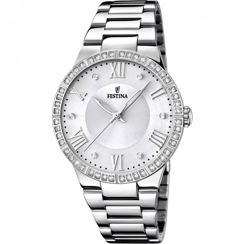 Festina boyfriend watch f16719/1 white steel strap, women's