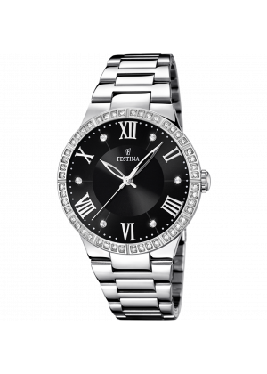 Festina boyfriend watch f16719/2 black steel strap, women's