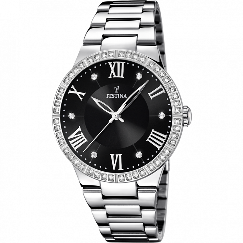 Festina boyfriend watch f16719/2 black steel strap, women's