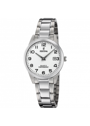 Festina classics watch f20509/1 white steel strap, women