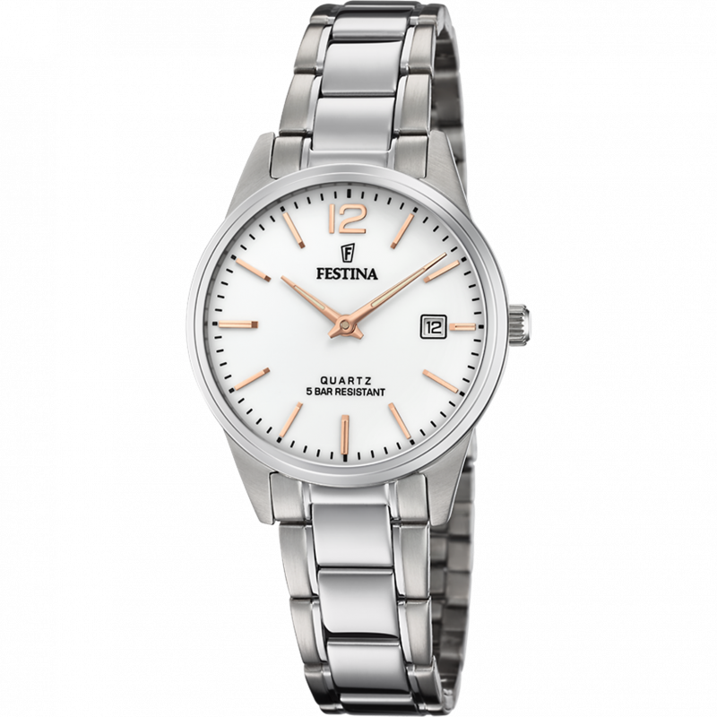 Festina classics watch f20509/2 silver steel strap, women's