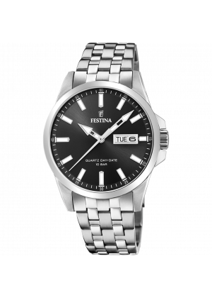 Festina classics watch f20357/4 black steel strap, men