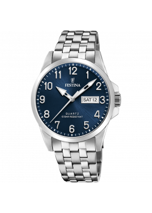 Festina classics f20357/c blue steel strap watch, men's.