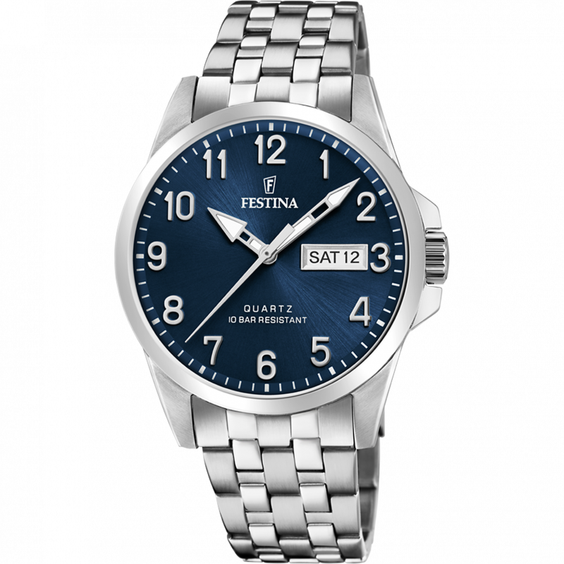 Festina classics f20357/c blue steel strap watch, men's.