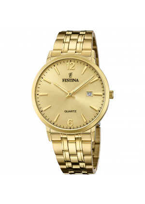 Festina classics watch f20513/3 champagne steel strap, men.