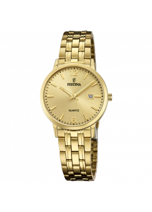 Festina classics watch f20514/3 champagne steel strap, women's