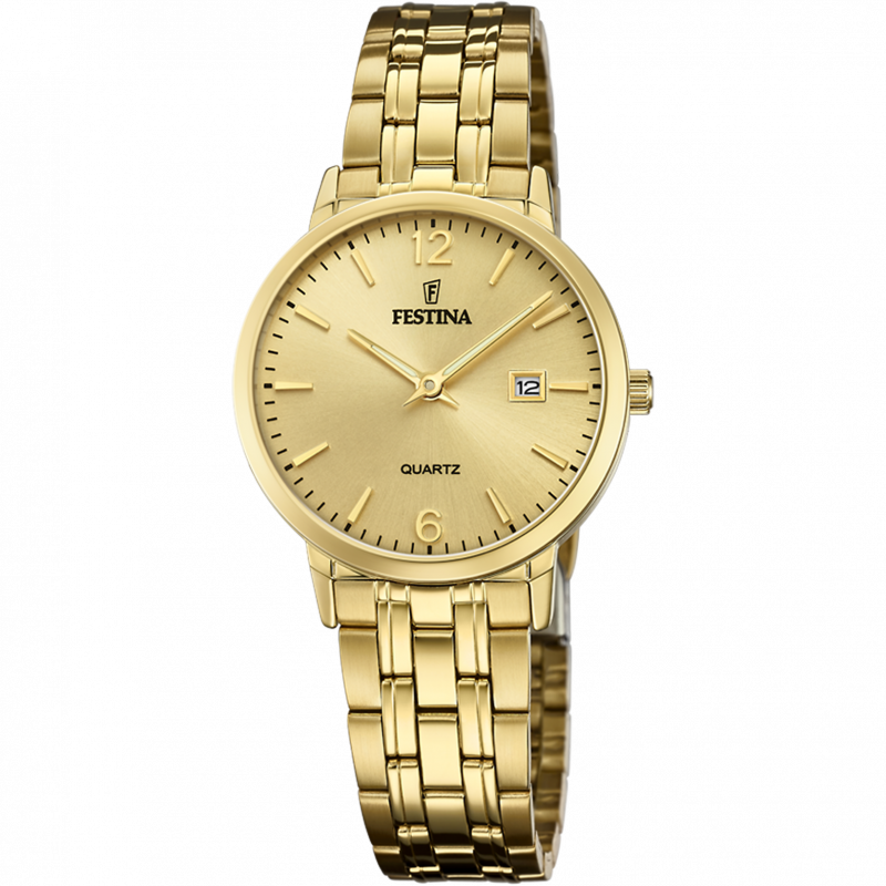 Festina classics watch f20514/3 champagne steel strap, women's