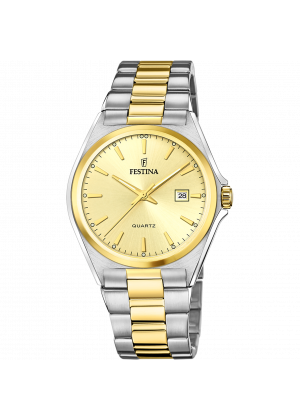 Festina classic steel watch f20554/3 champagne steel strap, men's