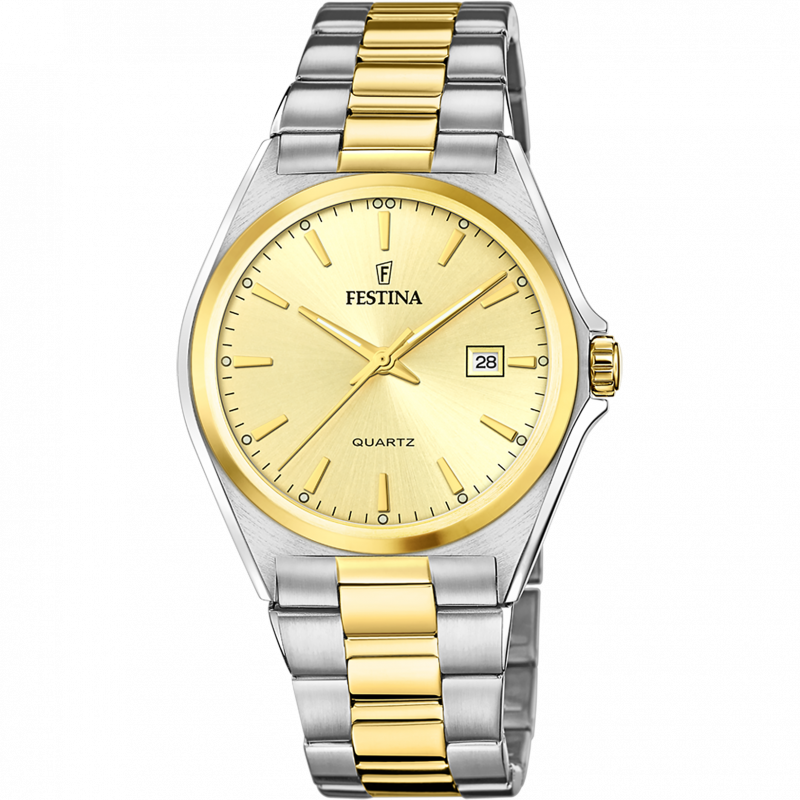 Festina classic steel watch f20554/3 champagne steel strap, men's