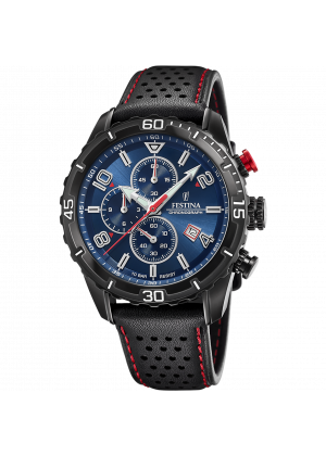 Reloj festina timeless chronograph f20519/2 azul correa de piel, hombre