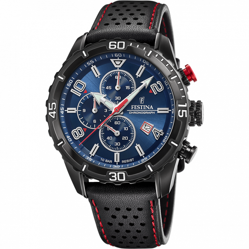 Reloj festina timeless chronograph f20519/2 azul correa de piel, hombre