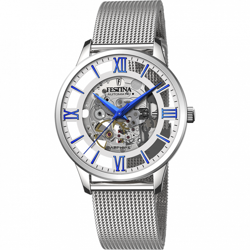 Festina automatic watch f20534/1 silver steel strap, men's