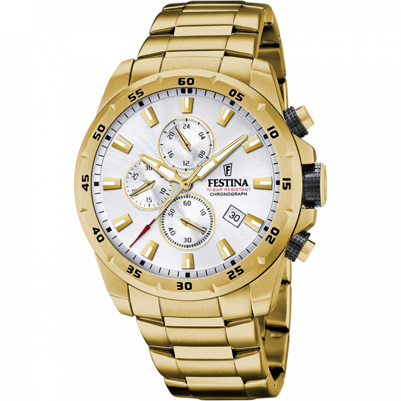 Reloj festina timeless chronograph f20541/1 plateado correa de acero, hombre