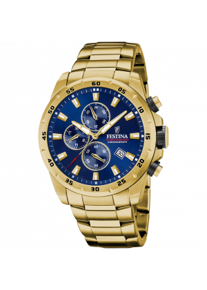 Reloj festina timeless chronograph f20541/2 azul correa de acero, hombre