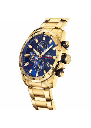 Reloj festina timeless chronograph f20541/2 azul correa de acero, hombre